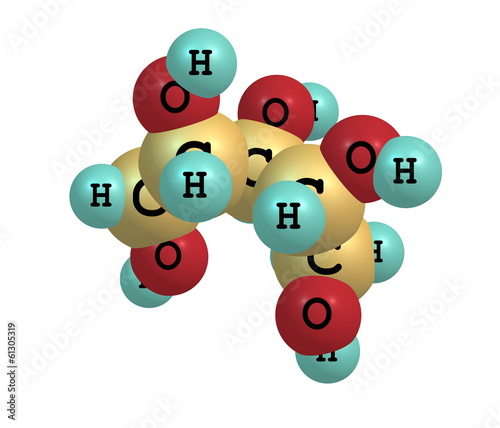 Illustration: Xylitol molecular structure on white background Xylitol molecular structure on white background
