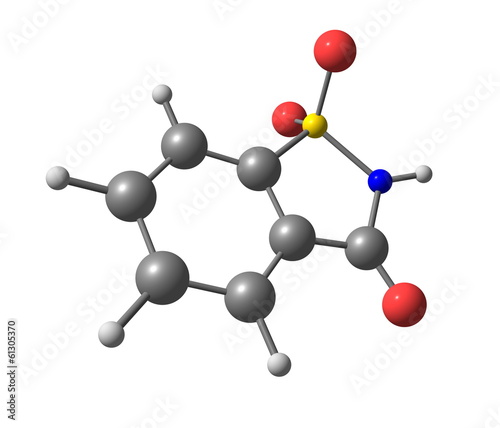 Illustration: Saccharin molecular structure on white background Saccharin molecular structure on white background