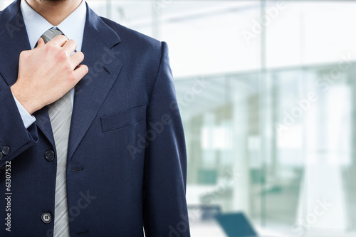 Photo: Businessman adjusting his necktie Businessman adjusting his necktie