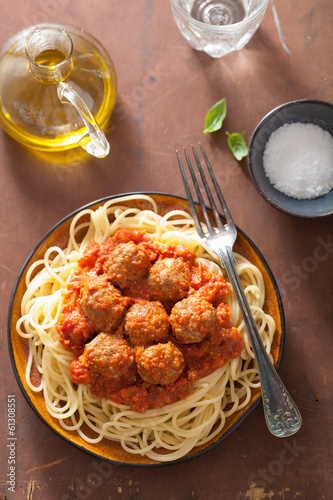 Photo: spaghetti with meatballs in tomato sauce spaghetti with meatballs in tomato sauce