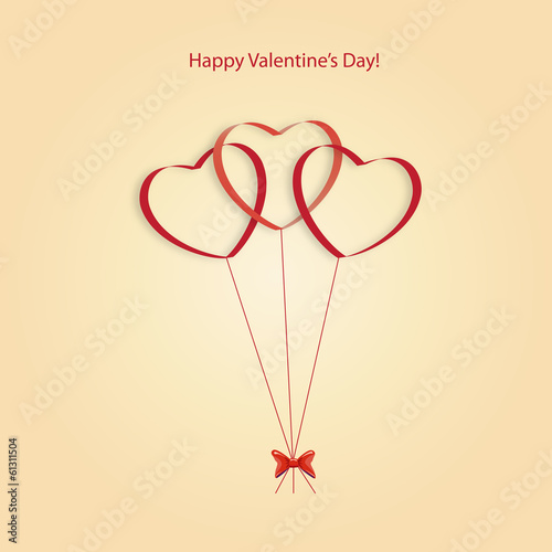 Vector: Hearts balloons on a yellow background on Valentine's Day Hearts balloons on a yellow background on Valentine's Day