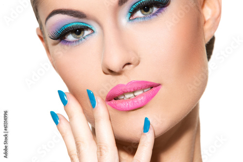 Photo: Beautiful girl with colorful makeup Beautiful girl with colorful makeup