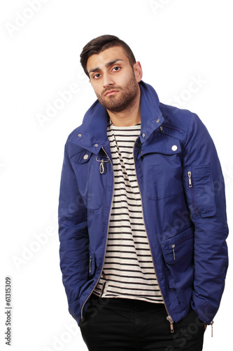 Photo: Young man hanging around in casual jacket Young man hanging around in casual jacket