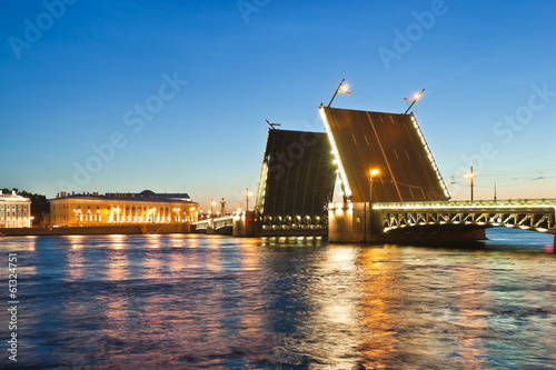 Photo: Neva river. Palace Bridge. White night in St.-Petersburg, Russia Neva river. Palace Bridge. White night in St.-Petersburg, Russia