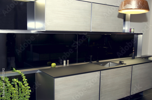Illustration: nice interior with furniture and kitchen appliances nice interior with furniture and kitchen appliances