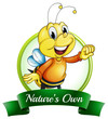 A nature's own label with a smiling bee A nature's own label with a smiling bee