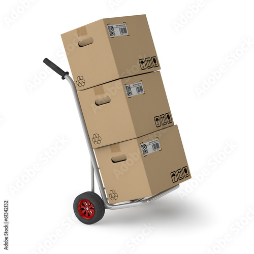 Illustration: Pakete auf Transportkarre Pakete auf Transportkarre