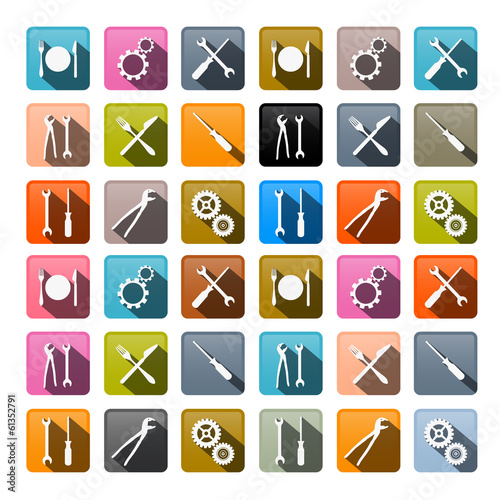 Vector: Retro Vector Icons - Cogs, Gears, Screwdriver Retro Vector Icons - Cogs, Gears, Screwdriver
