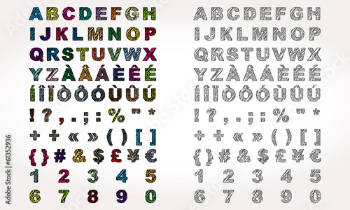 Vector: Latin Alphabet with scribble effect Latin Alphabet with scribble effect