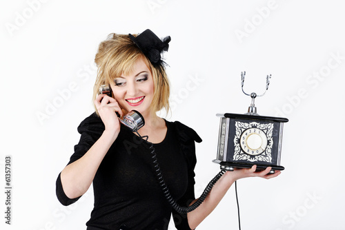 Photo: girl with retro phone girl with retro phone