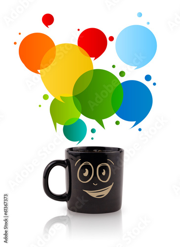 Photo: Coffee-mug with colorful abstract speech bubble Coffee-mug with colorful abstract speech bubble