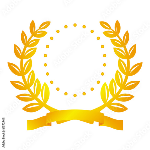Vector: Golden laurel wreath with ribbon Golden laurel wreath with ribbon