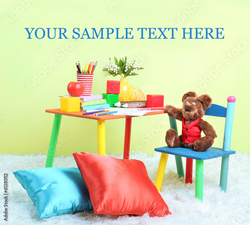 Photo: Modern child's room with equipment and toys Modern child's room with equipment and toys