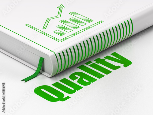 Illustration: Marketing concept: book Growth Graph, Quality on white Marketing concept: book Growth Graph, Quality on white