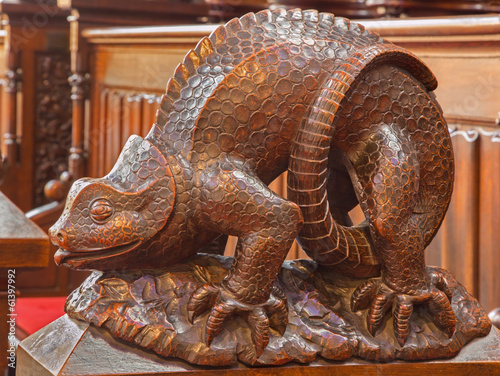 Photo: Bratislava - Reptile symbolic carved sculpture from cathedral Bratislava - Reptile symbolic carved sculpture from cathedral