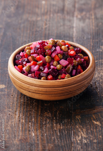 Photo: Traditional Russian vegetable salad Vinaigrette with beetroot an Traditional Russian vegetable salad Vinaigrette with beetroot an