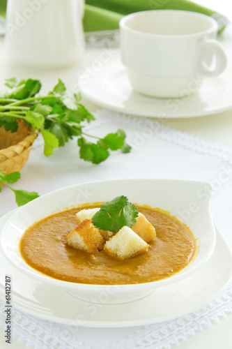 Photo: Lentil soup with curry. Lentil soup with curry.
