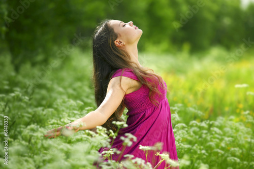 Photo: Woman on flower field Woman on flower field