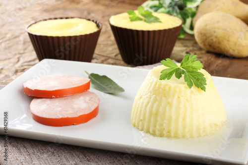 Photo: Fresh mashed potatoes, stuffed with sausage and cheese. Fresh mashed potatoes, stuffed with sausage and cheese.