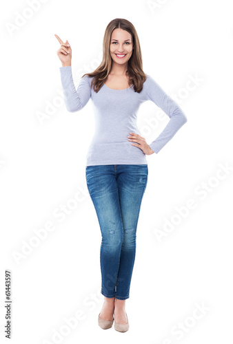 Photo: Woman pointing Woman pointing