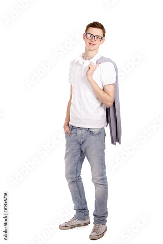 Photo: Portrait of a young man, isolated on white background Portrait of a young man, isolated on white background