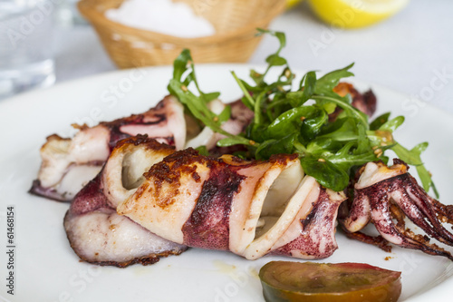 Photo: Grilled squid with salad Grilled squid with salad