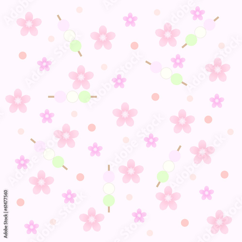 Illustration: 三色団子 桜の花 背景 三色団子 桜の花 背景