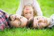 Happy family in spring Happy family in spring
