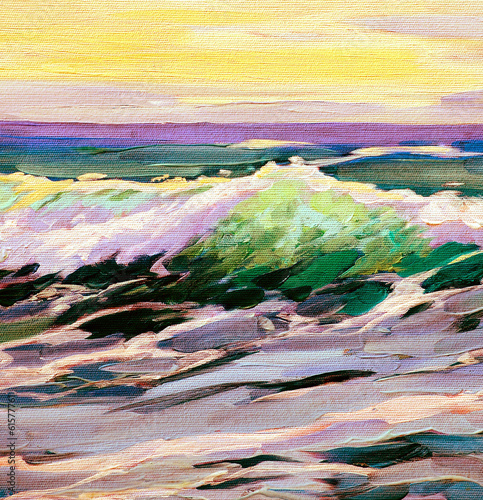 Illustration: sea landscape with wave, painting by oil on canvas, illustration sea landscape with wave, painting by oil on canvas, illustration