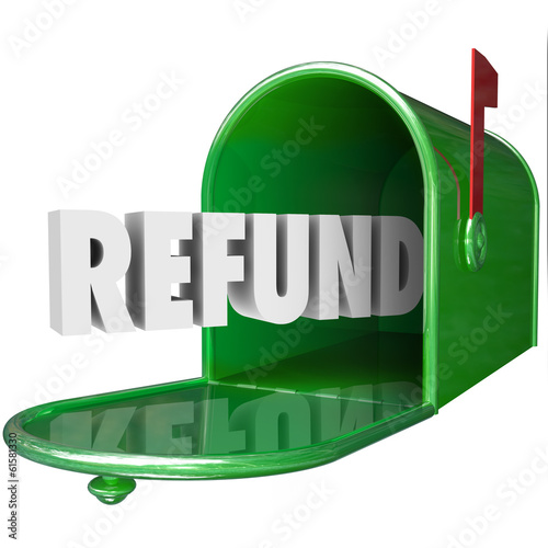 Illustration: Refund Word Receive Money Back Mailbox Delivery Tax Refund Word Receive Money Back Mailbox Delivery Tax
