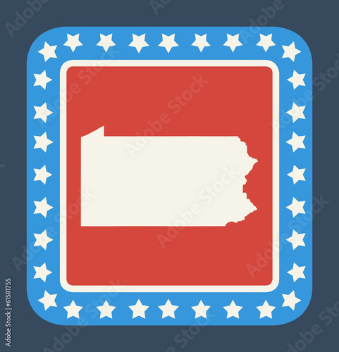 Illustration: Pennsylvania state button Pennsylvania state button