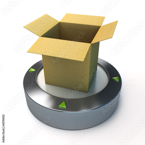 Illustration: Open Cardboard box on platform Open Cardboard box on platform