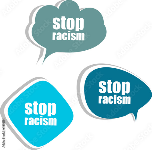 Illustration: stop racism word on modern banner design template. stickers stop racism word on modern banner design template. stickers