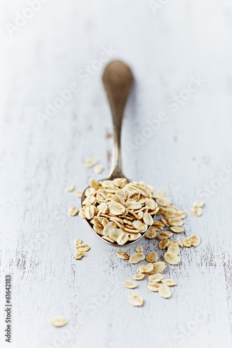 Photo: Organic Barley Flakes on a Spoon Organic Barley Flakes on a Spoon