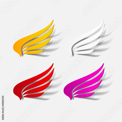 Vector: realistic design element: wing realistic design element: wing