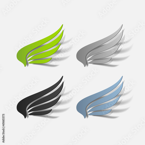 Vector: realistic design element: wing realistic design element: wing
