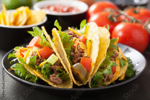 Photo: taco shells with beef and vegetables taco shells with beef and vegetables