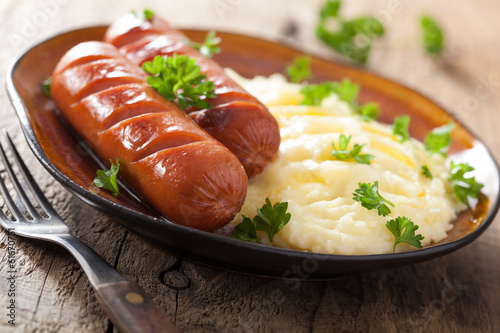Photo: sausages and mashed potato sausages and mashed potato