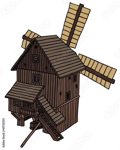 Vector: old wooden windmill old wooden windmill