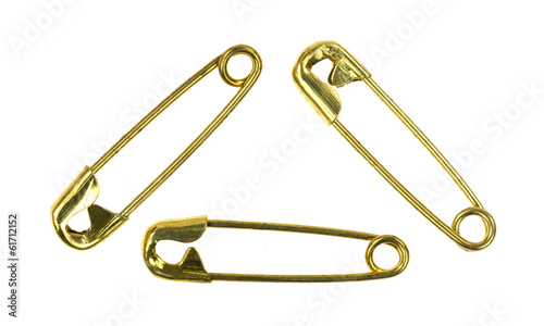 Photo: Three Small Gold Safety Pins Three Small Gold Safety Pins