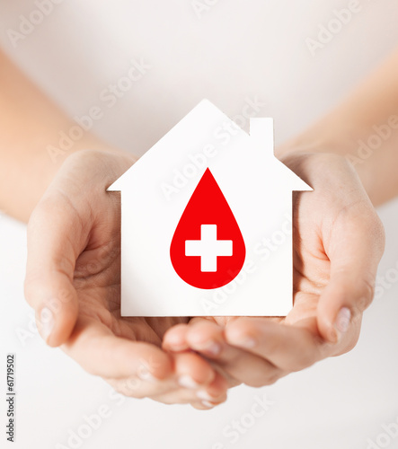 Photo: hands holding house with donor sign hands holding house with donor sign