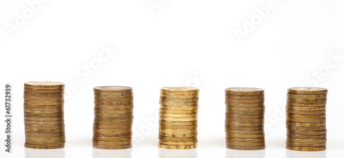 Photo: The row of 5 coin piles The row of 5 coin piles
