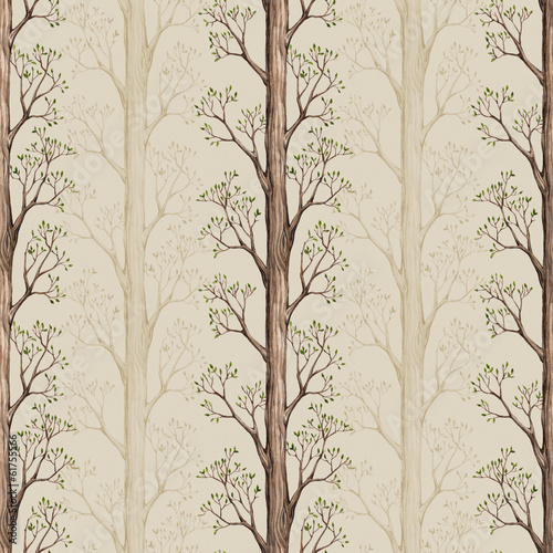 Tapeta ścienna na wymiar Seamless pattern with a watercolor tree illustration