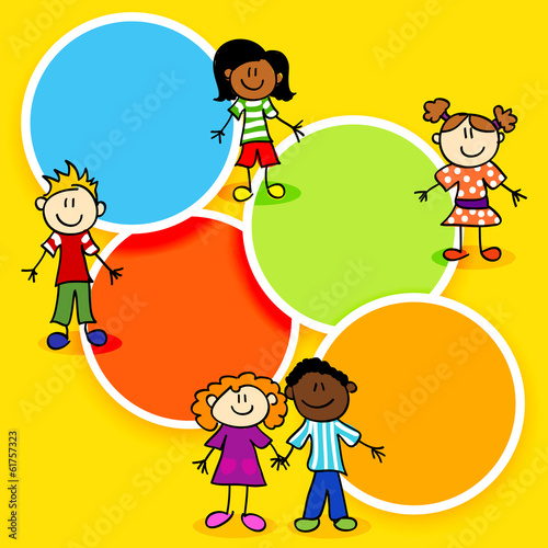 Cartoon kids and color circles-2 - 61757323