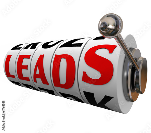 Illustration: Sales Leads Slot Machine Wheels Dials Win New Customers Prospect Sales Leads Slot Machine Wheels Dials Win New Customers Prospect