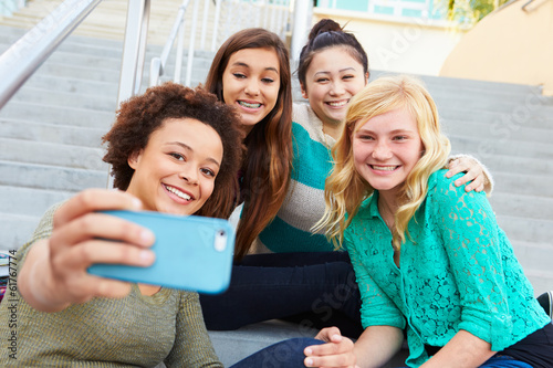 Photo: Female High School Students Taking Selfie Photograph Female High School Students Taking Selfie Photograph