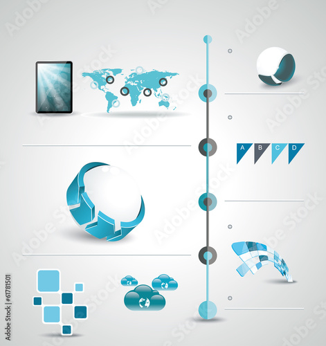 Vector: Timeline design template with world map Timeline design template with world map