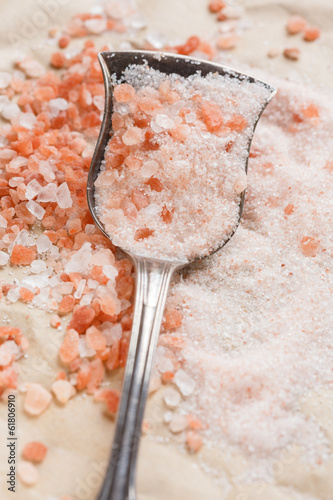 Photo: Pink salt from the Himalayas - crystals and powder Pink salt from the Himalayas - crystals and powder