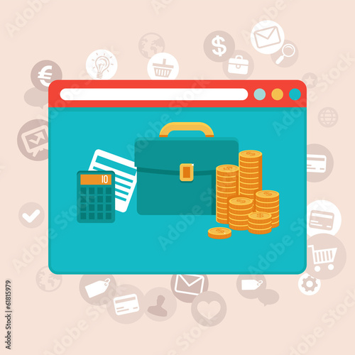 Vector: Online finance control app - vector in flat style Online finance control app - vector in flat style