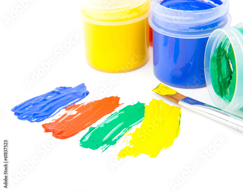Photo: Color paint strokes with brushes isolated on white, vector Color paint strokes with brushes isolated on white, vector